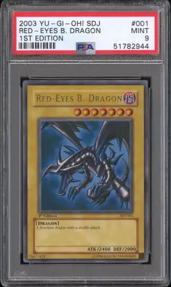Red-eyes B. Dragon SDJ-001 1st Edition Ultra Rare Yugioh PSA 9 *944 - Image 1