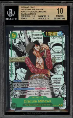 One Piece CCG Dracule Mihawk Azure Sea's Seven Manga Alt Art OP14-119 BGS 10 - Image 1