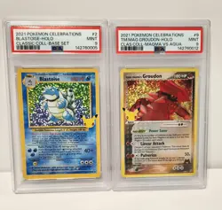 2021 Pokemon Celebrations Lot of 2 PSA 9 MINT Cards: Blastoise and Groudon - Image 1