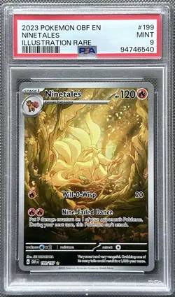 Ninetales 199/197 Secret Rare Obsidian Flames PSA 9 Mint Pokemon Card - Image 1