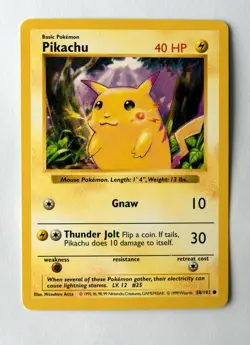 Pikachu Red Cheeks Shadowless 58/102 Base Set Pokemon Card BEAUTIFUL CONDITION - Image 1