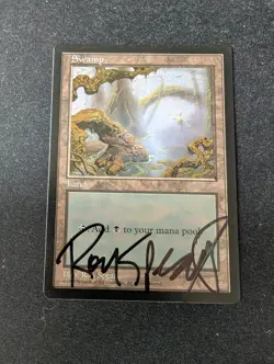 1x Swamp MTG Magic the Gathering Apac Spears Signed LP - Image 1