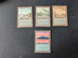 3x MTG FBB Black border basic lands 3x swamp 1x island Japanese LP - Image 1