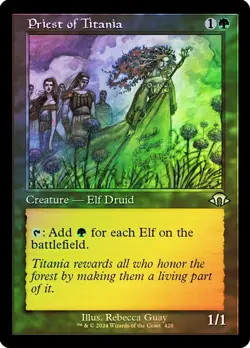 Priest of Titania RETRO FRAME Magic the Gathering MTG Modern Horizons 3 NM FOIL - Image 1
