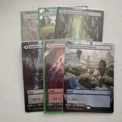 Magic the Gathering MTG, Set of 6 BORDERLESS FOIL Pathways, KHM ZNR - Image 1