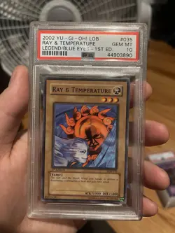 Yugioh 1st Edition Ray & Temperature LOB-035 PSA 10 Gem Mint Legend Of Blue-eyes - Image 1