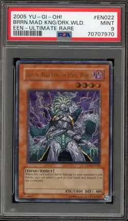 Yu-Gi-Oh! Broon, Mad King of Dark World Ultimate Rare EEN-EN022 PSA 9 Mint - Image 1