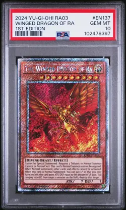 The Winged Dragon Of Ra RA03-EN137 Platinum Secret Rare 1st Yugioh PSA 10 *397 - Image 1