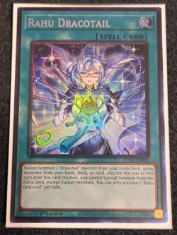 Yugioh! 1x Rahu Dracotail JUSH-EN009 Collector's Rare 1st Ed NM - Image 1