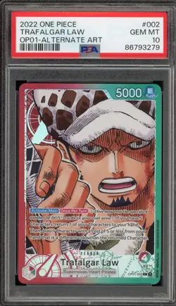 One Piece CCG Trafalgar Law Alternate Art OP01-002 PSA 10 Gem Mint - Image 1