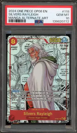 One Piece CCG Silvers Rayleigh Manga Alternate Art OP08-118 PSA 10 Gem Mint - Image 1