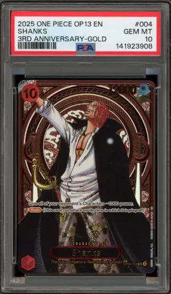 One Piece CCG Shanks 3rd Anniversary Gold OP09-004 PSA 10 Gem Mint - Image 1