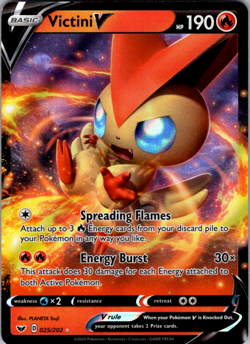 Victini V - 025/202 - Pokemon Sword & Shield Base Set Ultra Rare Card NM - Image 1