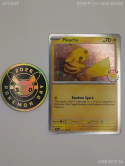 Pikachu 051/162 Holo Stamped Pokemon Day 2026 Promo Pokemon Card With Coin 💥 - Image 1