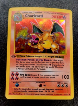 Charizard 004/102 Base Set 1st Edition (Shadowless) Holo Pokemon Card AUTHENTIC - Image 1