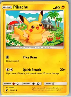 Pikachu 30/111 Non Holo SM - Crimson Invasion - Pokemon Card - LP - Image 1