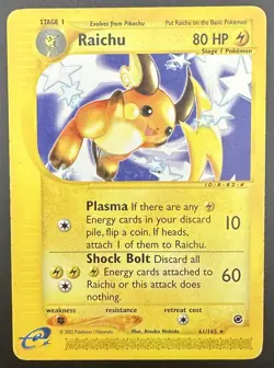 (B) Pokemon TCG Raichu 61/165 Expedition Rare E-Series Non Holo English MP Card - Image 1
