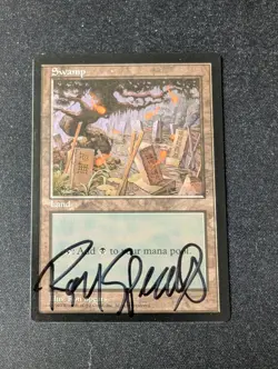 1x Swamp MTG Magic the Gathering Apac Spears Cemetary Signed LP - Image 1