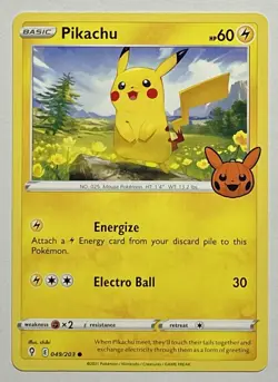 Pikachu 049/203 (NM) Common Sword & Shield: Trick Or Trade STAMPED 2022 Pokemon - Image 1