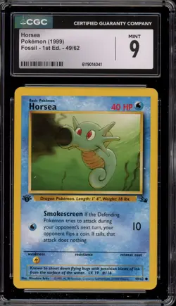 Pokemon Horsea Fossil 1st Edition #49 CGC 9 Mint - Image 1