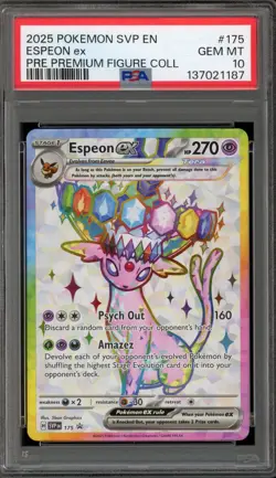 Pokemon Espeon ex Prismatic Evolutions Premium Figure Coll. Promo #175 PSA 10 - Image 1