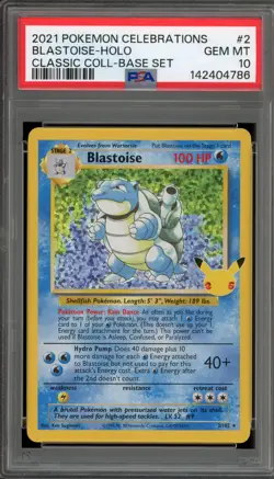 Pokemon Blastoise Celebrations Classic Coll. Base Set Holo Rare #2 PSA 10 - Image 1