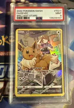 2022 POKEMON SWORD & SHIELD BRILLIANT STARS #TG11 FULL ART/EEVEE PSA 9 - Image 1