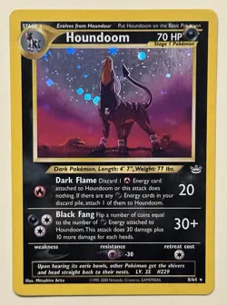 Pokemon TCG Houndoom 8/64 Neo Revelation Double Holo Error 2001 - Image 1