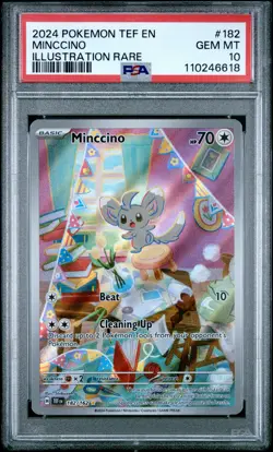Minccino 182/162 Illustration Rare Tef En-temporal Forces Pokemon PSA 10 *618 - Image 1