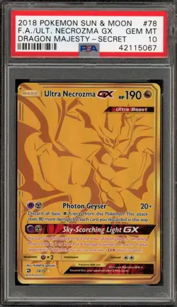Pokemon Ultra Necrozma GX Dragon Majesty Secret Rare #78 PSA 10 Gem Mint - Image 1