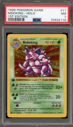 Pokemon Nidoking Base Set Shadowless 1st Edition Holo Rare #11 PSA 7 - Image 1