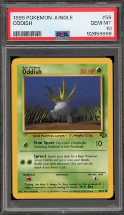 Pokemon Oddish Jungle Unlimited #58 PSA 10 Gem Mint - Image 1