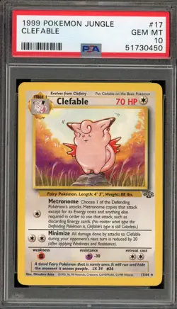 Pokemon Clefable Jungle Unlimited NON Holo Rare #17 PSA 10 Gem Mint - Image 1