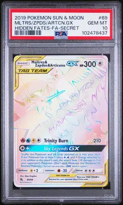Moltres & Zapdos & Articuno Gx 69/68 Secret Hidden Fates Pokemon PSA 10 *437 - Image 1