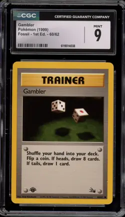 Pokemon Gambler Fossil 1st Edition #60 CGC 9 Mint - Image 1
