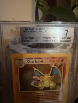 Pokemon Charizard Base Set Unlimited 1999 Holo Rare BGS 7 4/102 120 HP Fire - Image 3