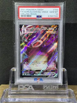 2021 POKEMON SWORD & SHIELD CHILLING REIGN #100 FA/GLRN.SLOWKING VMAX PSA 10 - Image 1