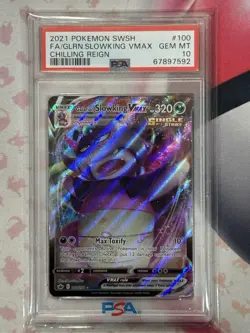 2021 POKEMON SWORD & SHIELD CHILLING REIGN #100 FA/GLRN.SLOWKING VMAX PSA 10 - Image 3