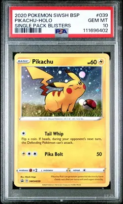 PSA 10 2020 POKEMON SWSH BLACK STAR PROMO SINGLE PACK BLISTERS #039 PIKACHU-HOLO - Image 1