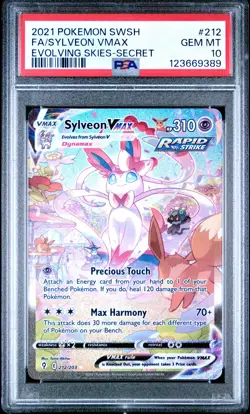 2021 Pokemon Evolving Skies Sylveon Vmax-Secret #212 GEM MT PSA 10 - Image 1