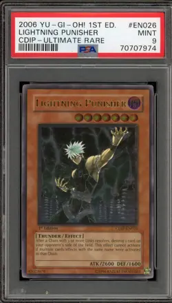 Yu-Gi-Oh! Lightning Punisher 1st Edition Ultimate Rare CDIP-EN026 PSA 9 Mint - Image 1