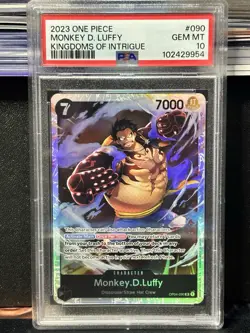 One Piece Monkey D. Luffy OP-04-090 SR 2023 Kingdoms Of Intrigue PSA 10 - Image 1