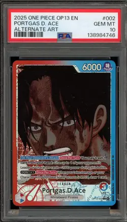 One Piece CCG Portgas.D.Ace Alternate Art OP13-002 PSA 10 Gem Mint - Image 1