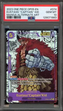One Piece CCG Eustass"Captain"Kid Manga Alternate Art OP05-074 PSA 10 Gem Mint - Image 1