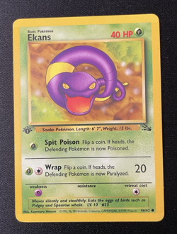 Ekans 1st Edition Fossil 46/62 LP 1999 Vintage WOTC Pokemon Card - Image 1