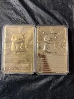 2 Pokemon Pikachu 23k Gold Plated Trading Card 1999 Burger King With Cases - Image 2
