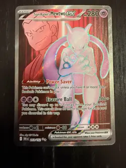 Pokemon TCG Destined Rivals Team Rockets Mewtwo EX Ultra Rare Card 213/182 - Image 3