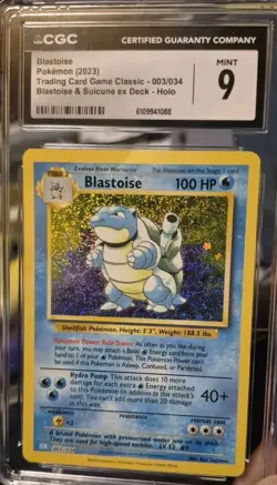 Blastoise Pokemon Trading Card Game Classic 2023 003/034 CGC Mint 9 Holo - Image 1