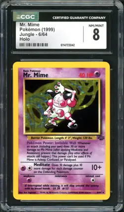 CGC 8 Mr. Mime Jungle 6/64 Holo 1999 Pokemon Card psa - Image 1