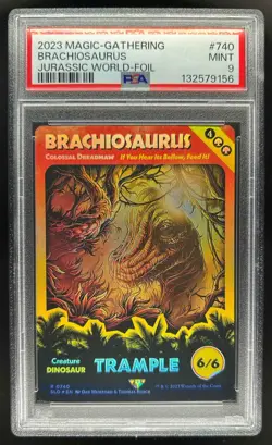 2023 Magic MTG Jurassic World Secret Lair Brachiosaurus Foil #740 PSA 9 - Image 1